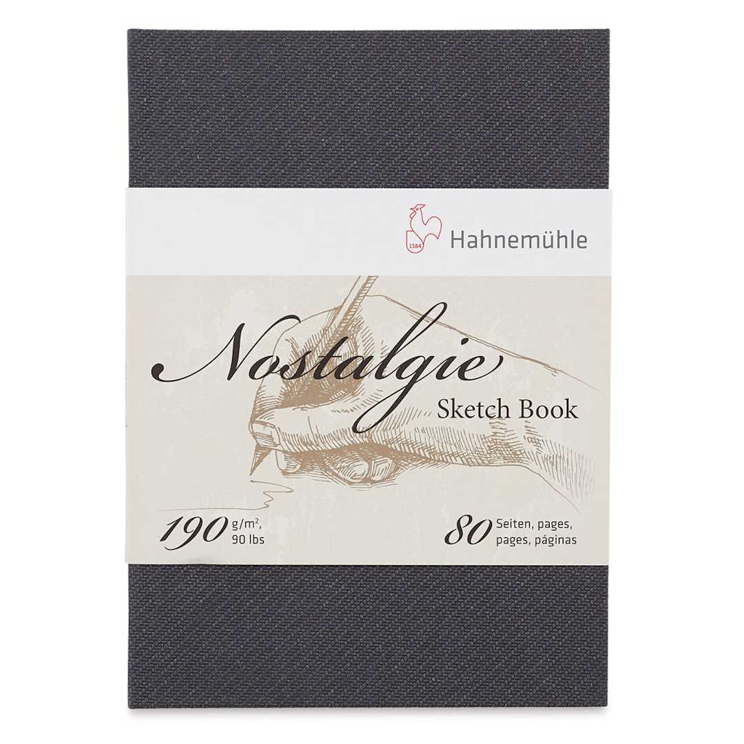 Open in modal - Hahnemühle Nostalgie Sketch Books - Front cover of portrait Sketchbook with label