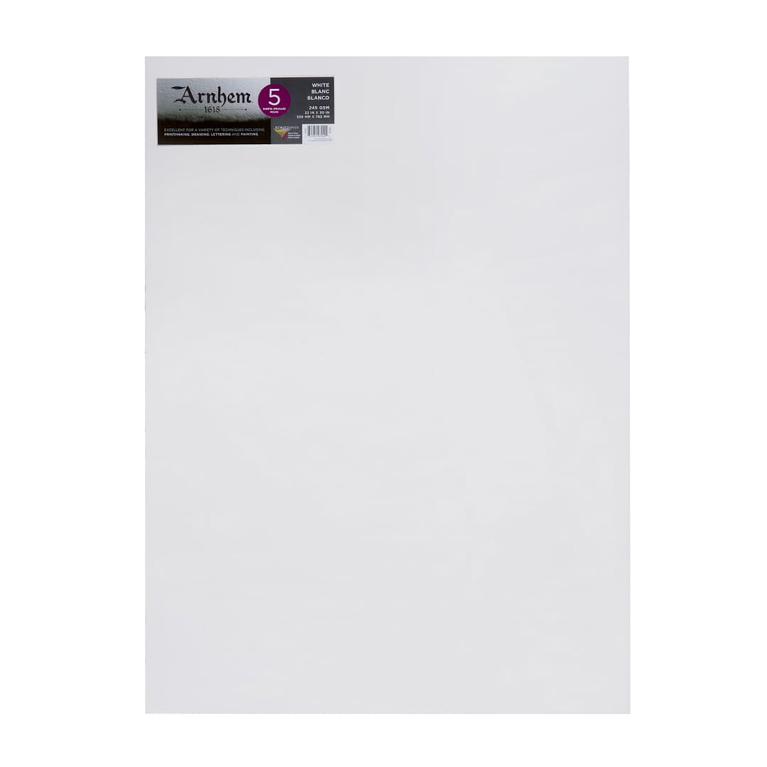 Open in modal - Speedball Arnhem 1618 Paper Sheets, 22 in x 30 in,  White, 245 gsm, 5 Sheets/Pkg.