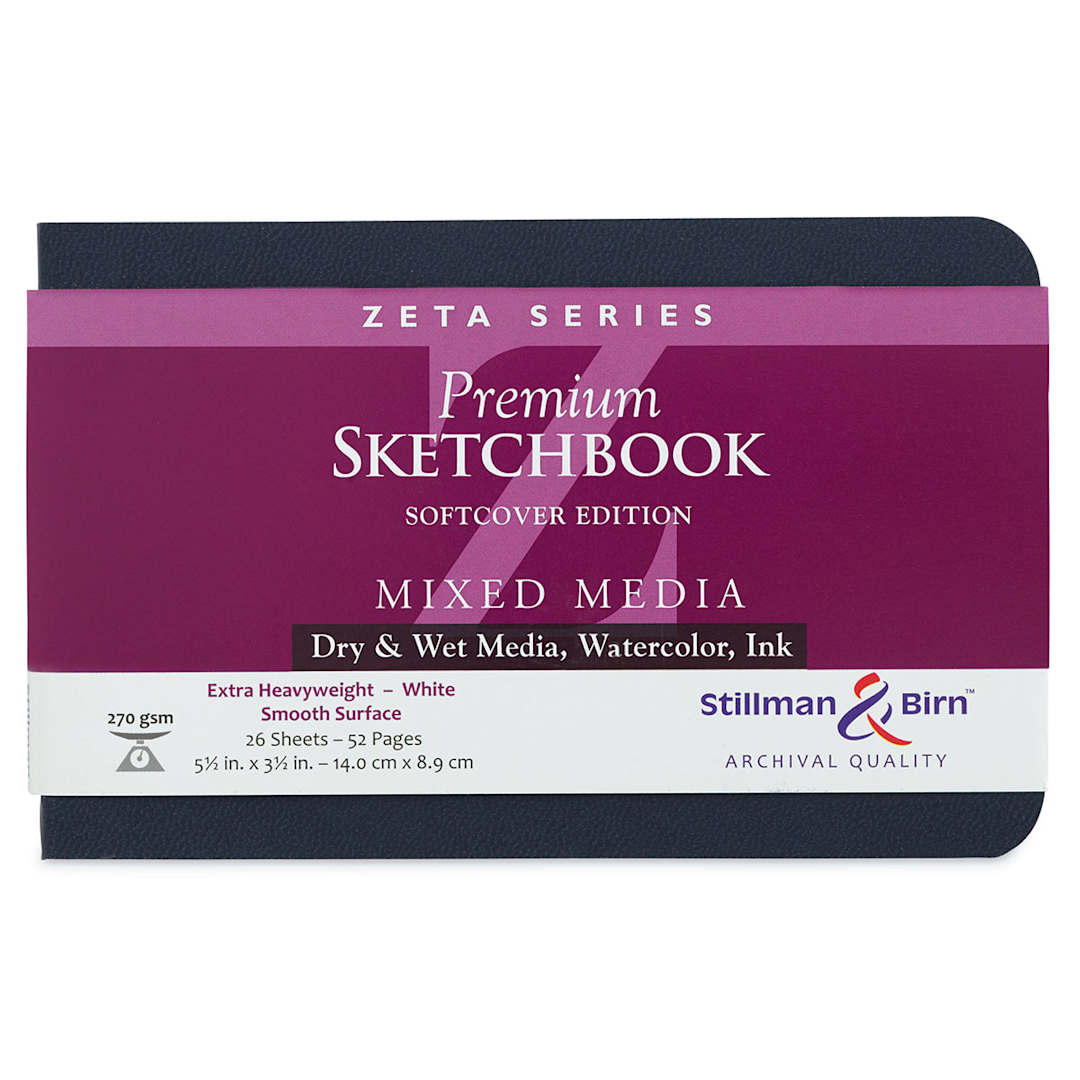 Open in modal - Stillman & Birn Zeta Series Softcover Sketchbooks - Front of Landscape style sketchbook with label