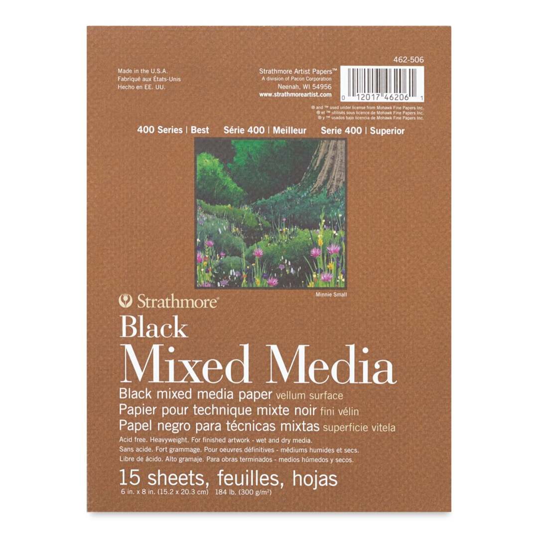 Open in modal - Strathmore 400 Series Black Mixed Media Pad - 6" x 8", 15 Sheets