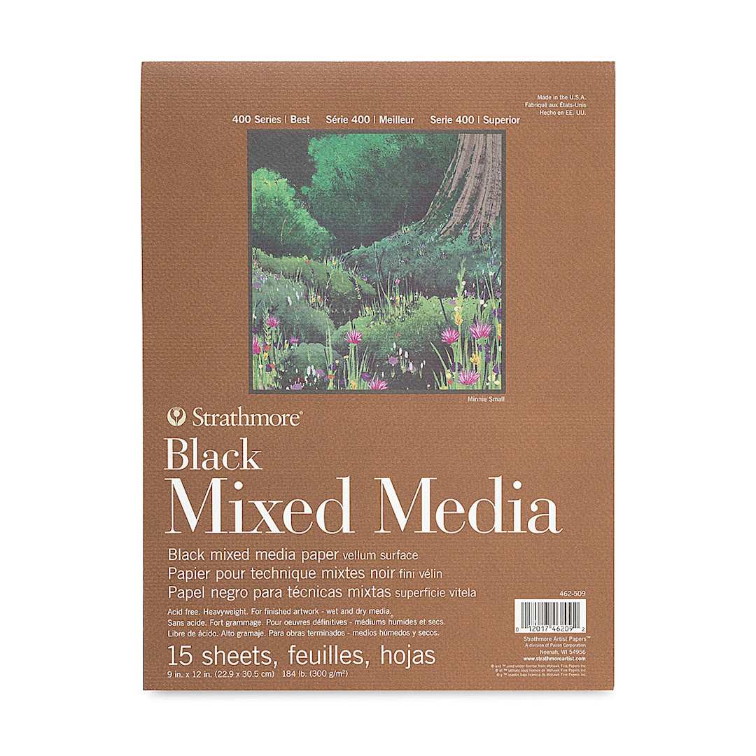 Open in modal - Strathmore 400 Series Black Mixed Media Pad - 9" x 12, 15 Sheets