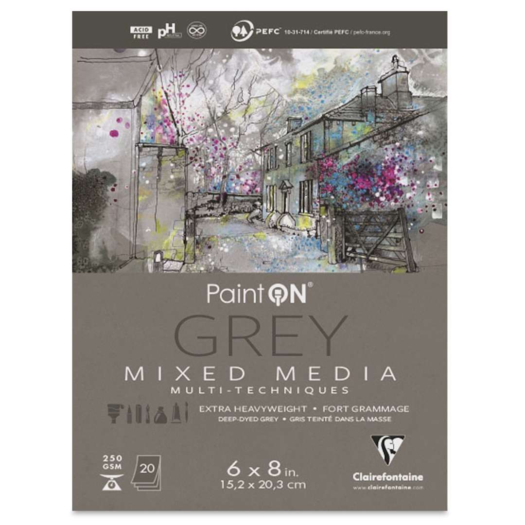 Open in modal - Clairefontaine PaintOn Mixed Media Pad - Grey, 6" x 8", 20 Sheets