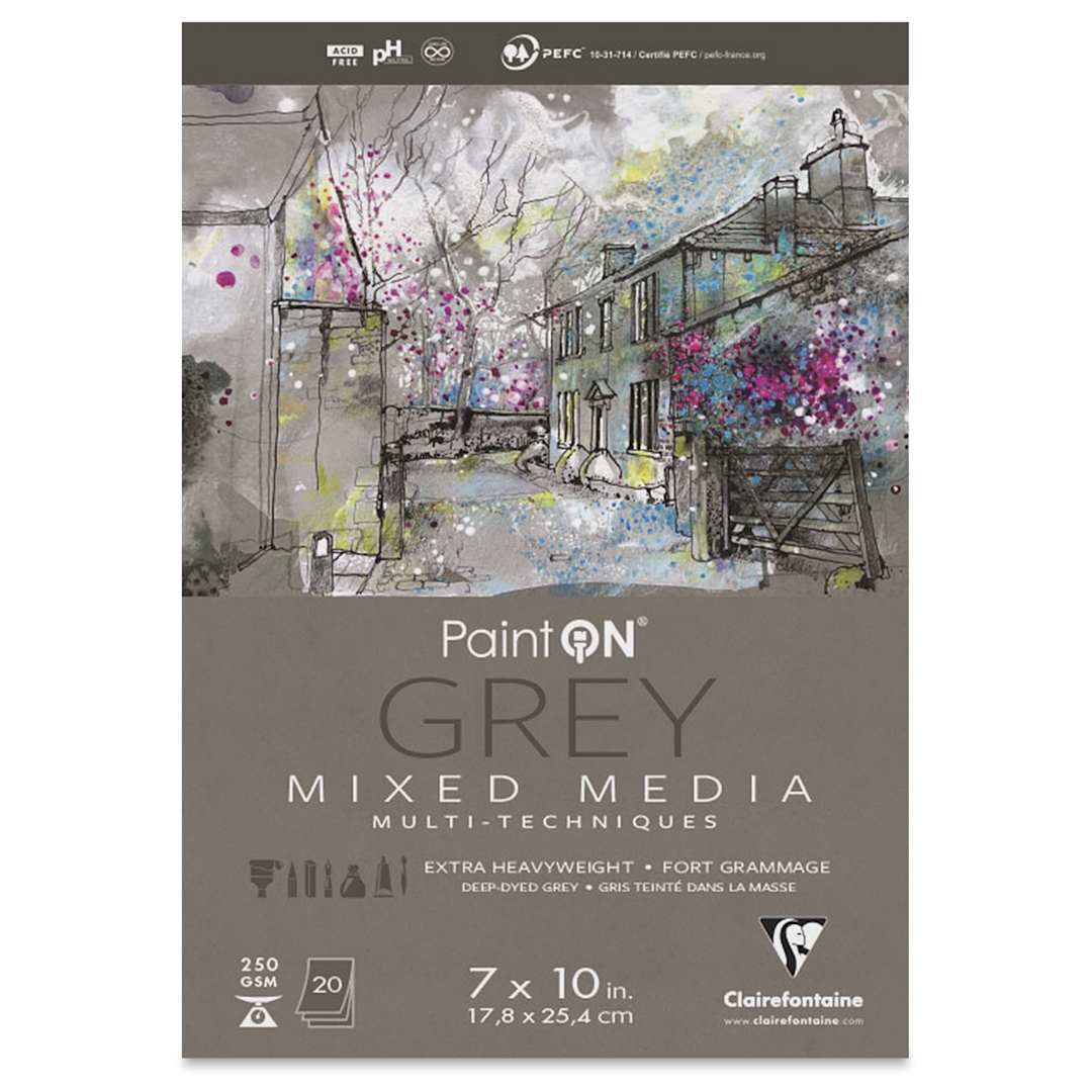 Open in modal - Clairefontaine PaintOn Mixed Media Pad - Grey, 7" x 10", 20 Sheets