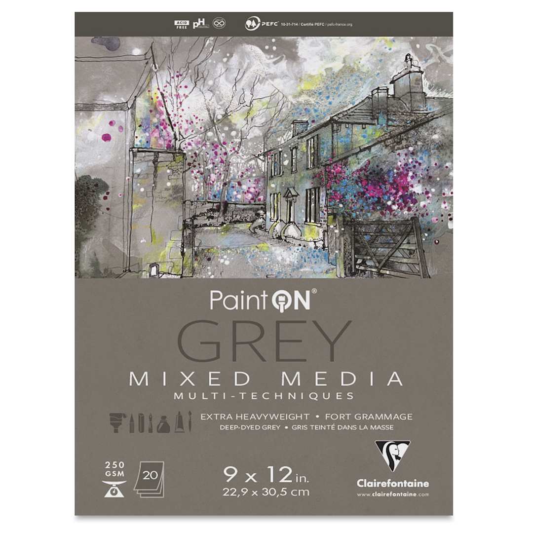 Open in modal - Clairefontaine PaintOn Mixed Media Pad - Grey, 9" x 12", 20 Sheets