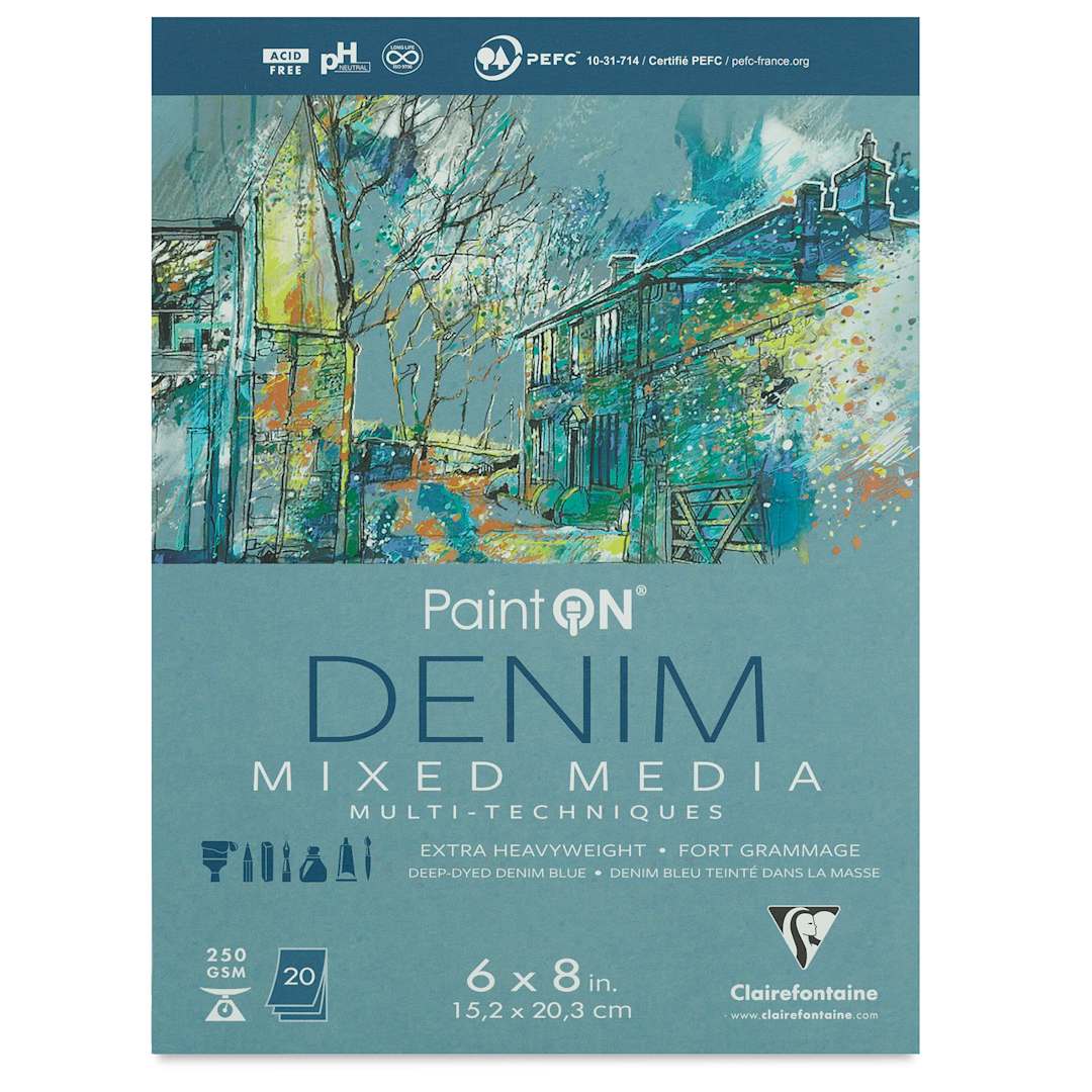 Open in modal - Clairefontaine PaintOn Mixed Media Pad - Denim, 6" x 8", 20 Sheets (front cover)