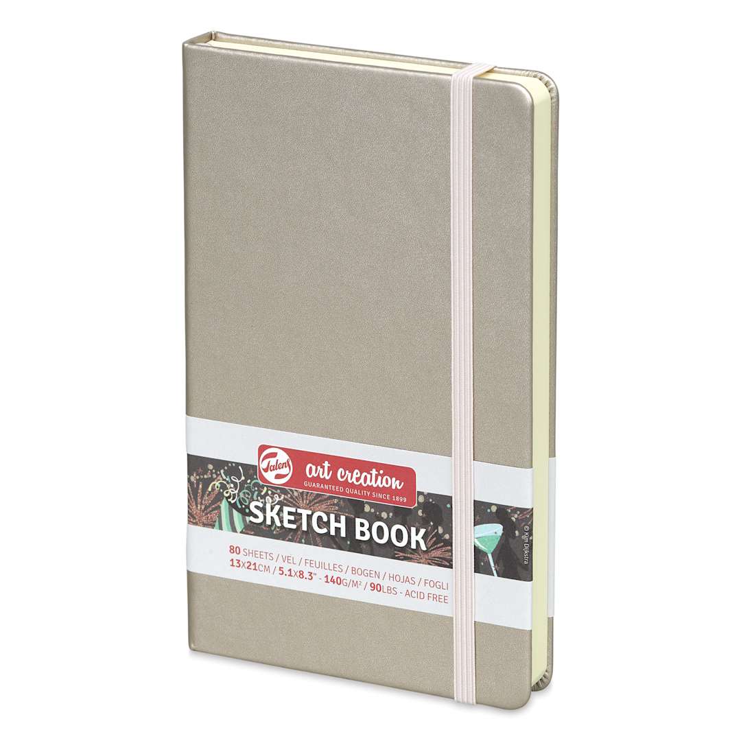 Open in modal - Talens Art Creations Sketchbook - Metallic Pink Champagne, 8.3" x 5.1" (side view)