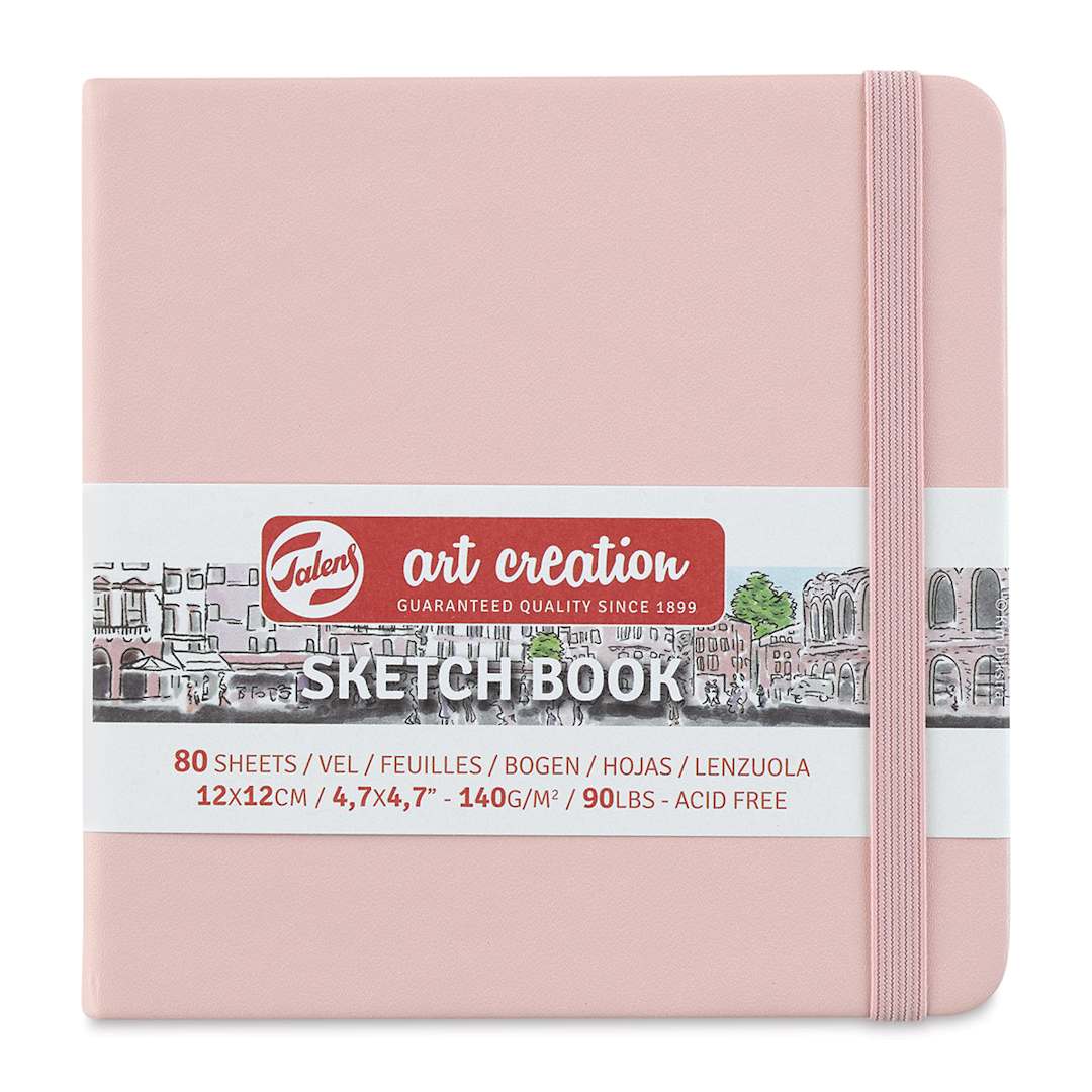 Open in modal - Talens Art Creations Sketchbook - Front of Square Pastel Pink Sketchbook