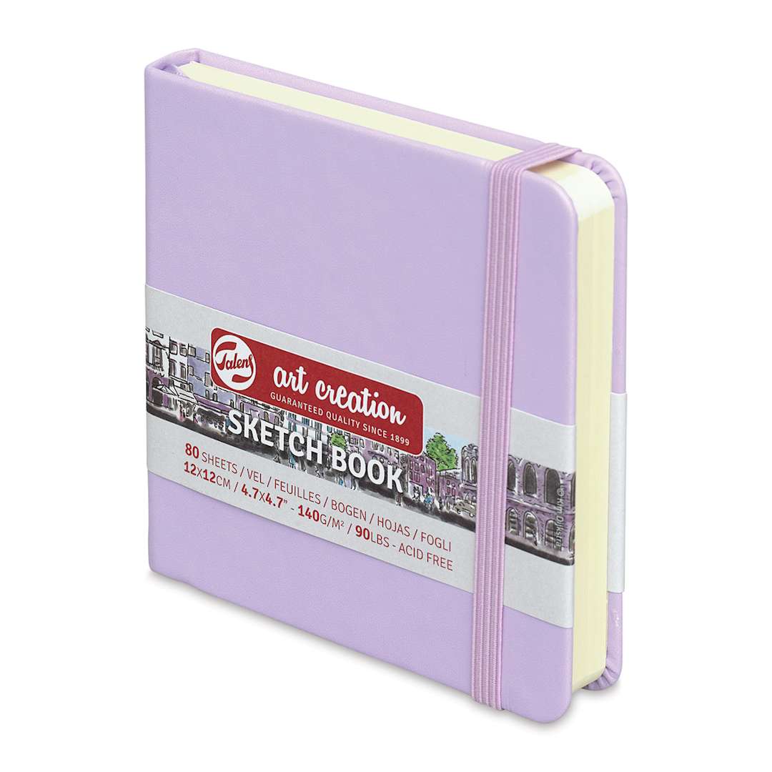 Open in modal - Talens Art Creations Sketchbook - Pastel Violet, 4.7" x 4.7" (side view)