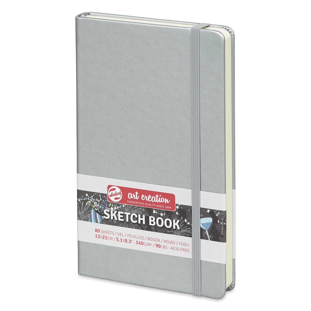 Open in modal - Talens Art Creations Sketchbook - Metallic Shiny Silver, 8.3" x 5.1" (side view)