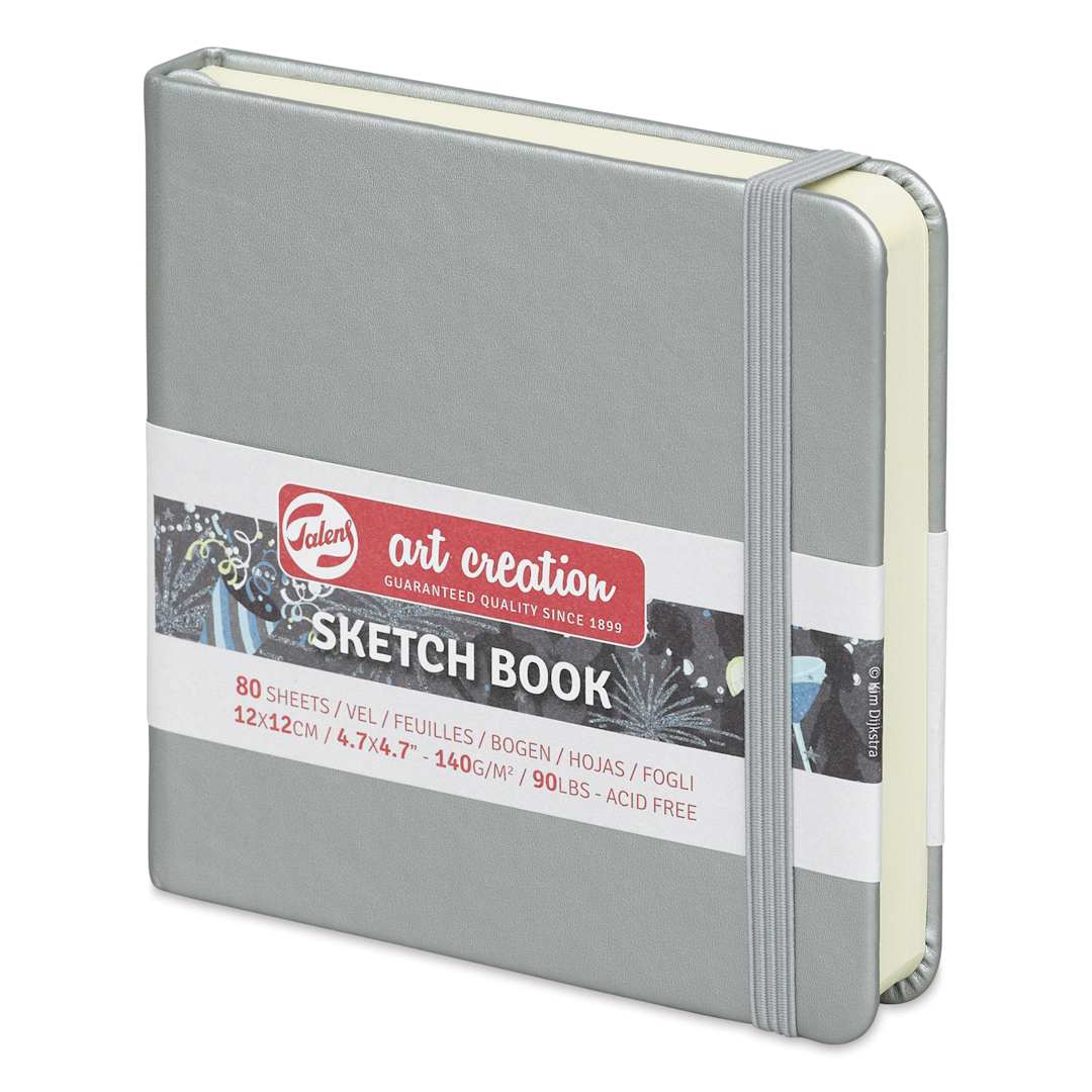 Open in modal - Talens Art Creations Sketchbook - Metallic Shiny Silver, 4.7" x 4.7" (side view)