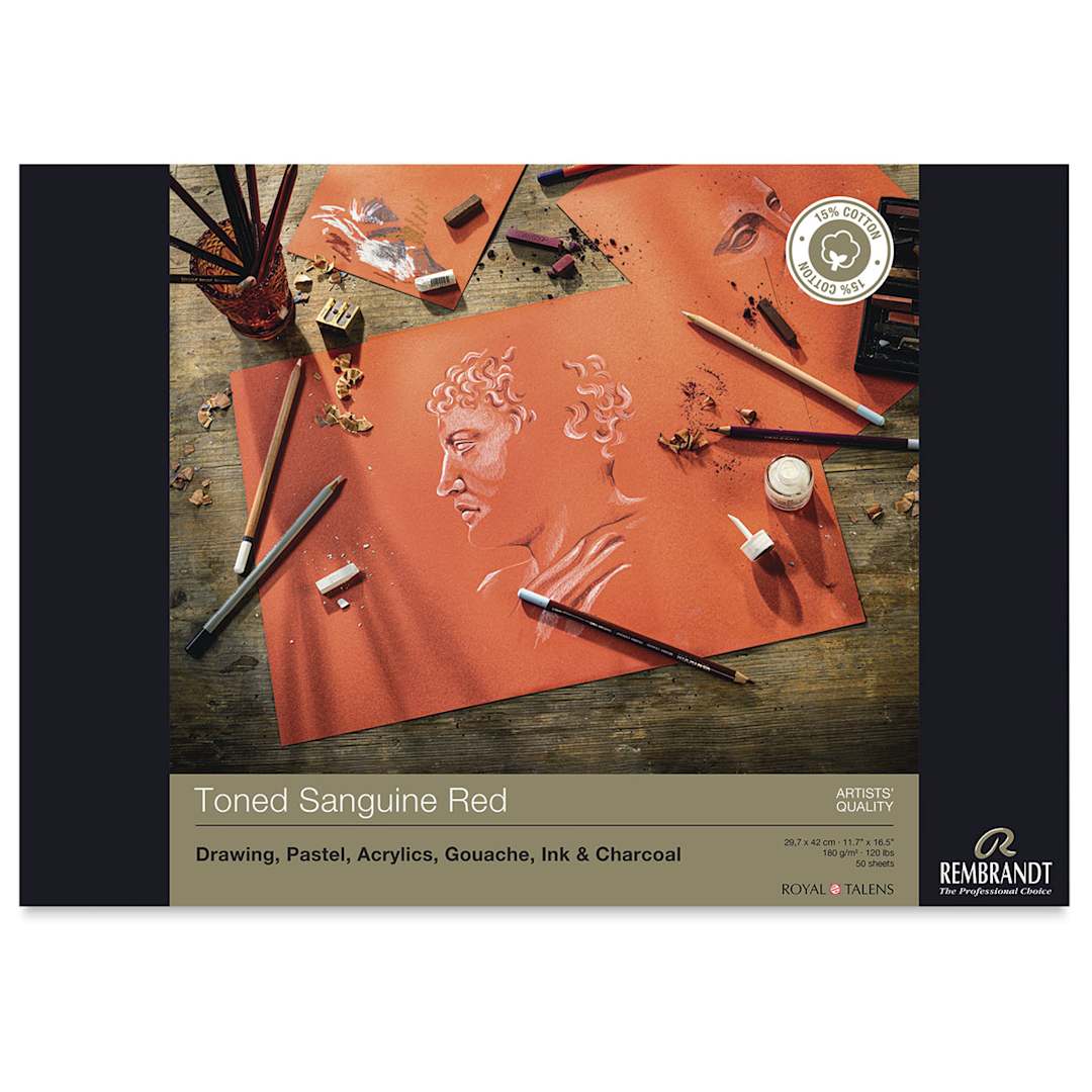 Open in modal - Rembrandt Toned Mixed Media Pads - Front cover of Sanguine Red pad