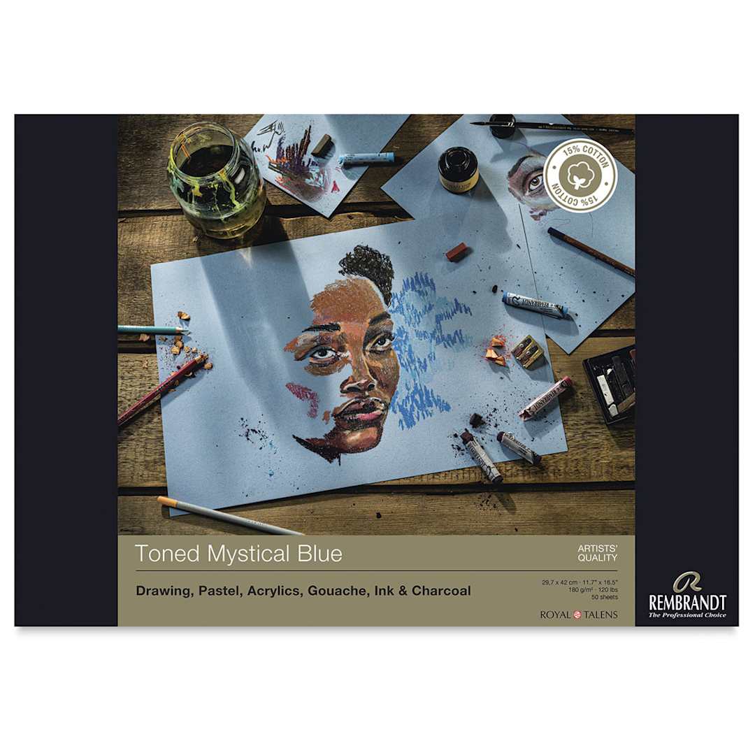 Open in modal - Rembrandt Toned Mixed Media Pads - Front cover of Mystical Blue pad