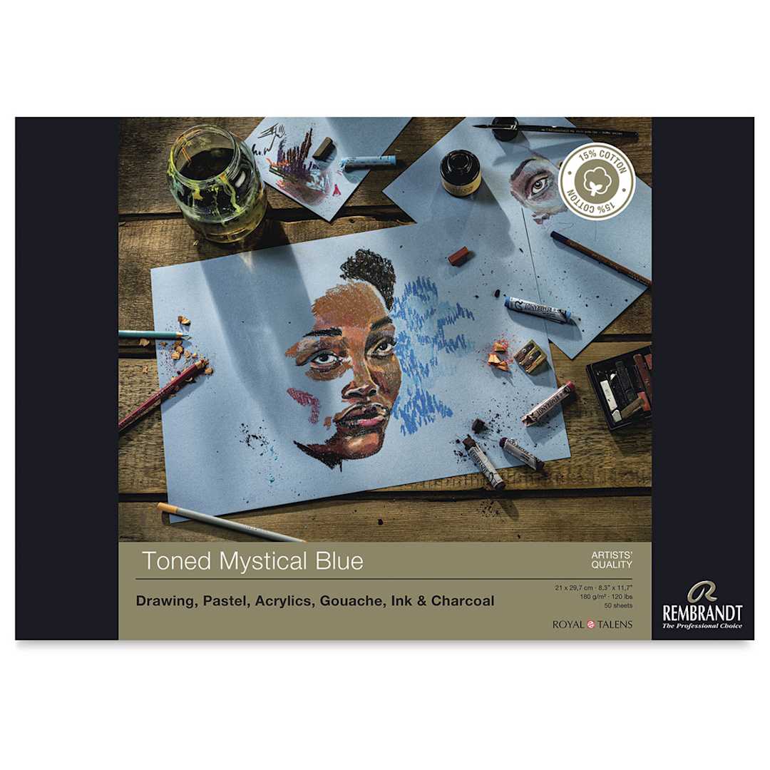 Open in modal - Rembrandt Toned Mixed Media Pad - Mystical Blue, 11.7" x 8.3"