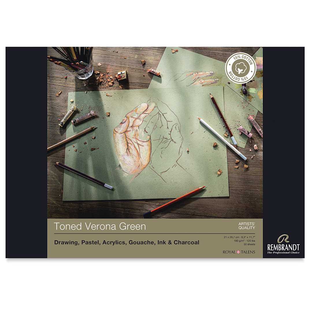 Open in modal - Rembrandt Toned Mixed Media Pad - Verona Green, 11.7" x 8.3"