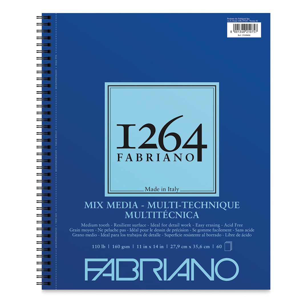 Open in modal - Fabriano 1264 Mixed Media Paper Pad - 14" x 11", 110 lb, 60 Sheets