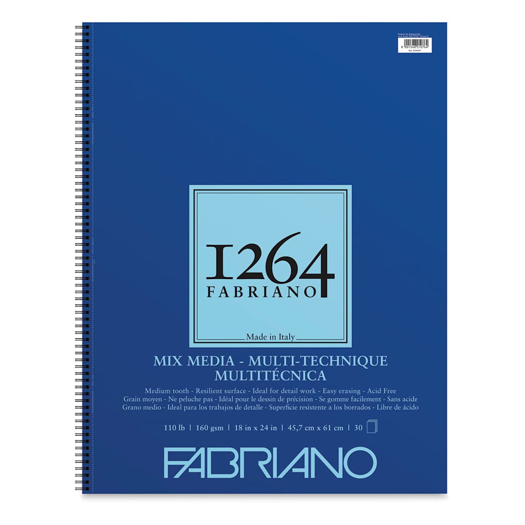 Open in modal - Fabriano 1264 Mixed Media Paper Pad - 24" x 18", 110 lb, 30 Sheets