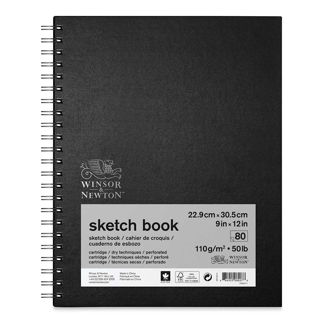 Open in modal - Winsor & Newton Spiral Sketchbook - 12" x 9" (shown with removable label)