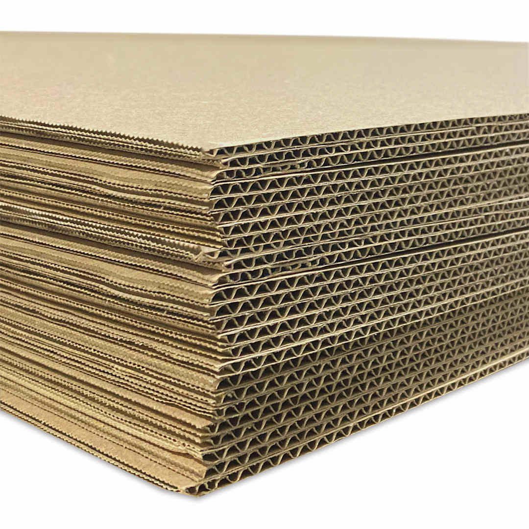 Open in modal - Flipside Kraft Corrugated Cardboard Sheets - C-Flute, 32" x 40" x 3/16", Pkg of 25, stacked