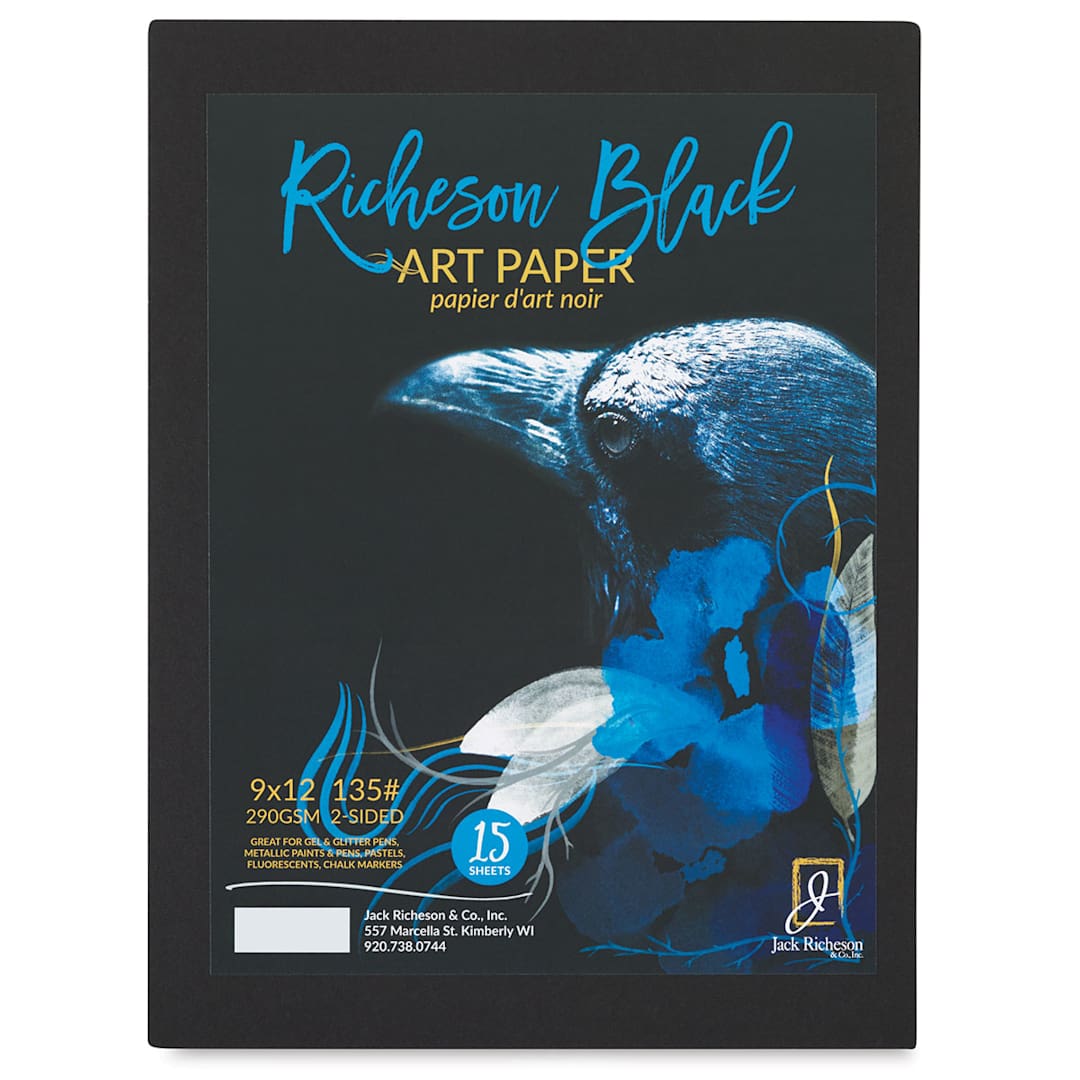 Open in modal - Richeson Black Art Paper Bulk Pack - 9" x 12", 15 Sheets, 135 lb