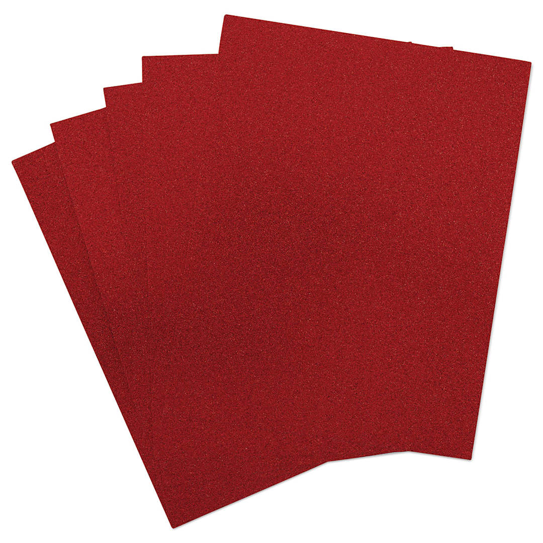 Open in modal - Paper Accents Glitter Cardstock - Red, 8-1/2" x 11", Pkg of 5 Sheets