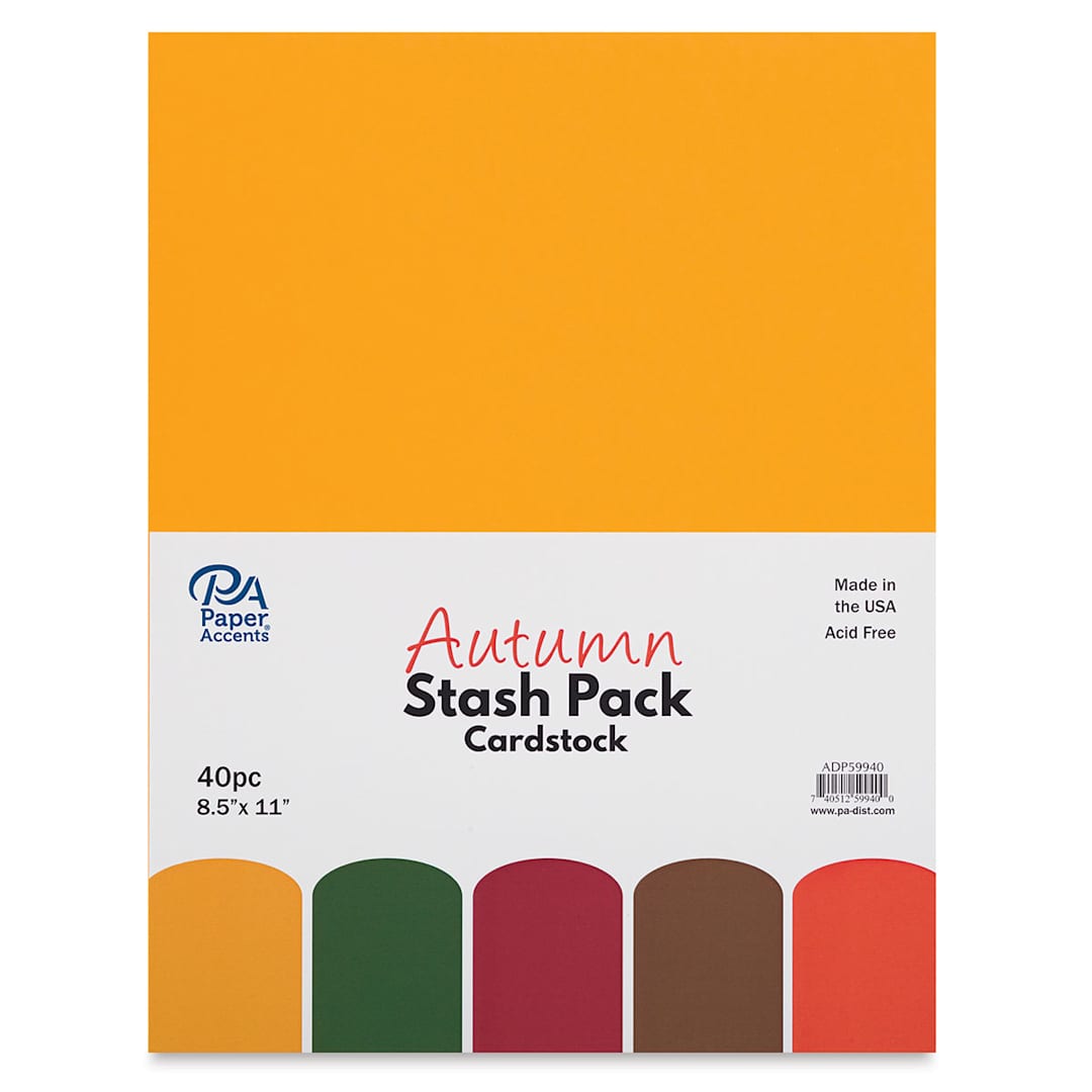 Open in modal - Paper Accents Cardstock Stash Packs - Components of Autumn pack shown in packaging