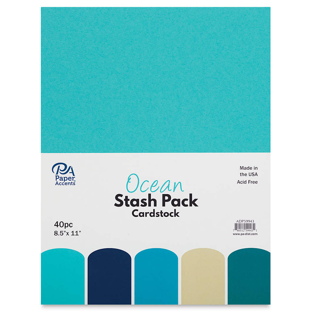 Open in modal - Paper Accents Cardstock Stash Pack - Ocean, Pkg of 40 Sheets, 8-1/2" x 11"