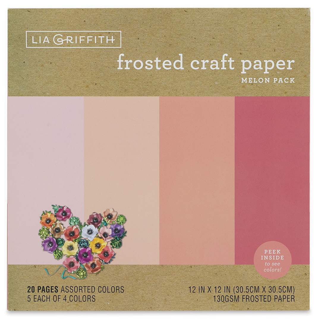 Open in modal - Frosted Craft Paper - Front of package of 20 sheets Melon color paper