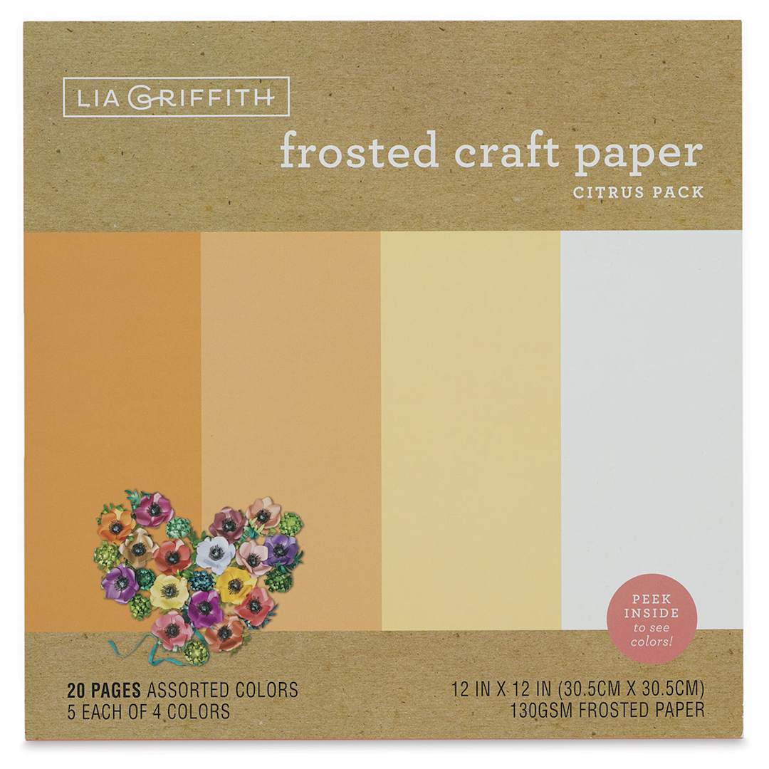 Open in modal - Frosted Craft Paper - Front of package of 20 sheets Citrus color paper