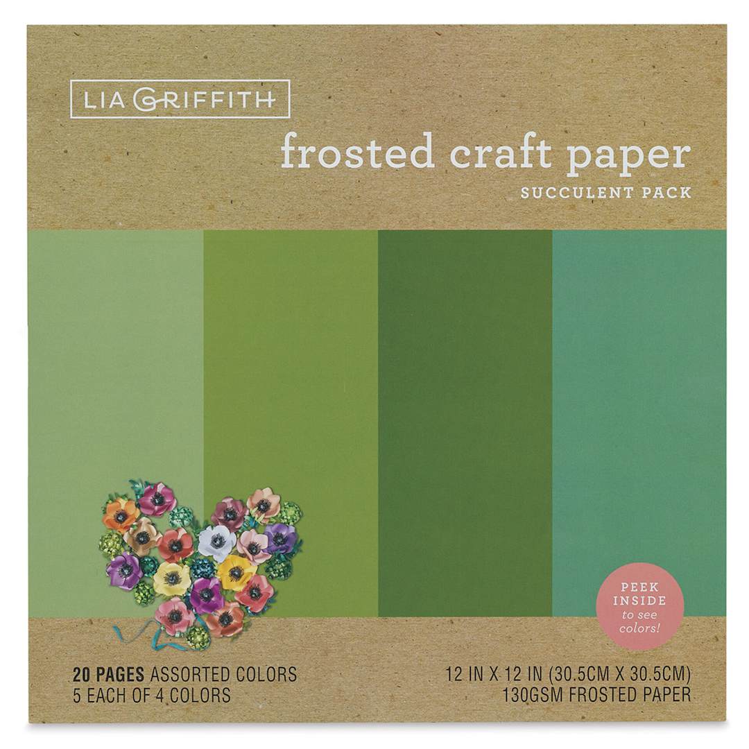Open in modal - Frosted Craft Paper - Front of package of 20 sheets Succulent color paper