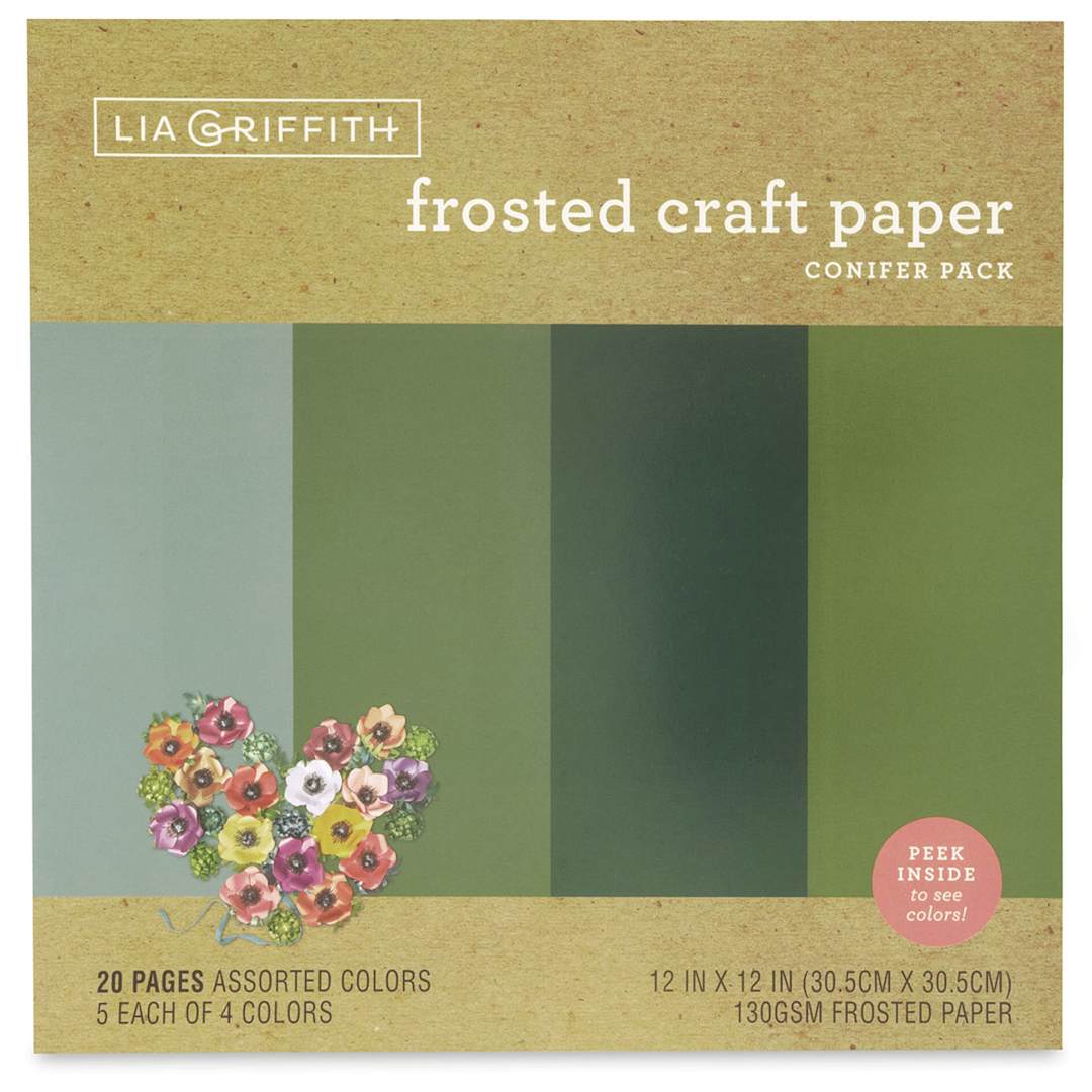Open in modal - Frosted Craft Paper - Front of package of 20 sheets Conifer color paper