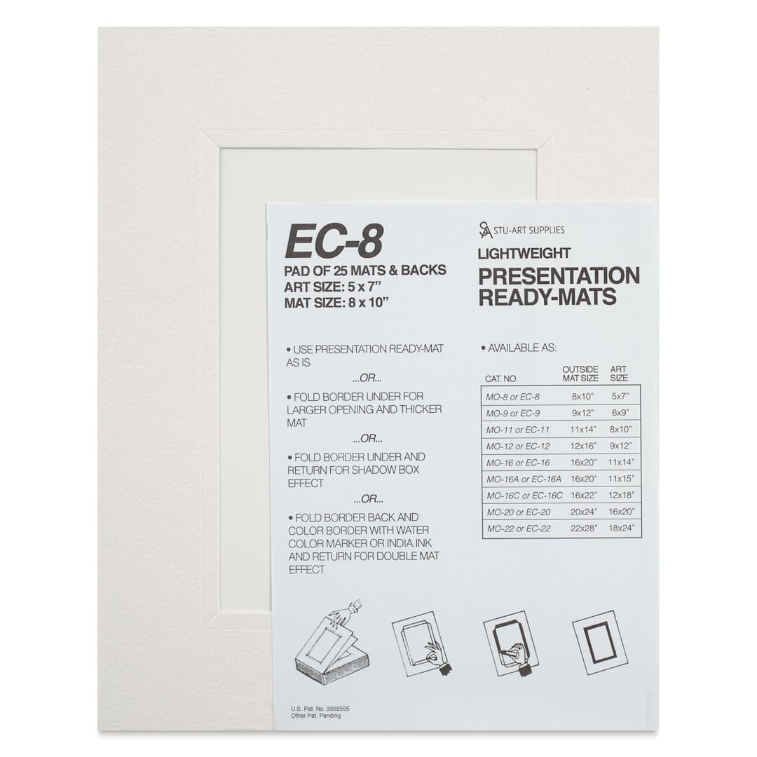 Open in modal - Stu-Art Economy Ready-Mats with Backing - 8" x 10", Pkg of 25, front of packaging