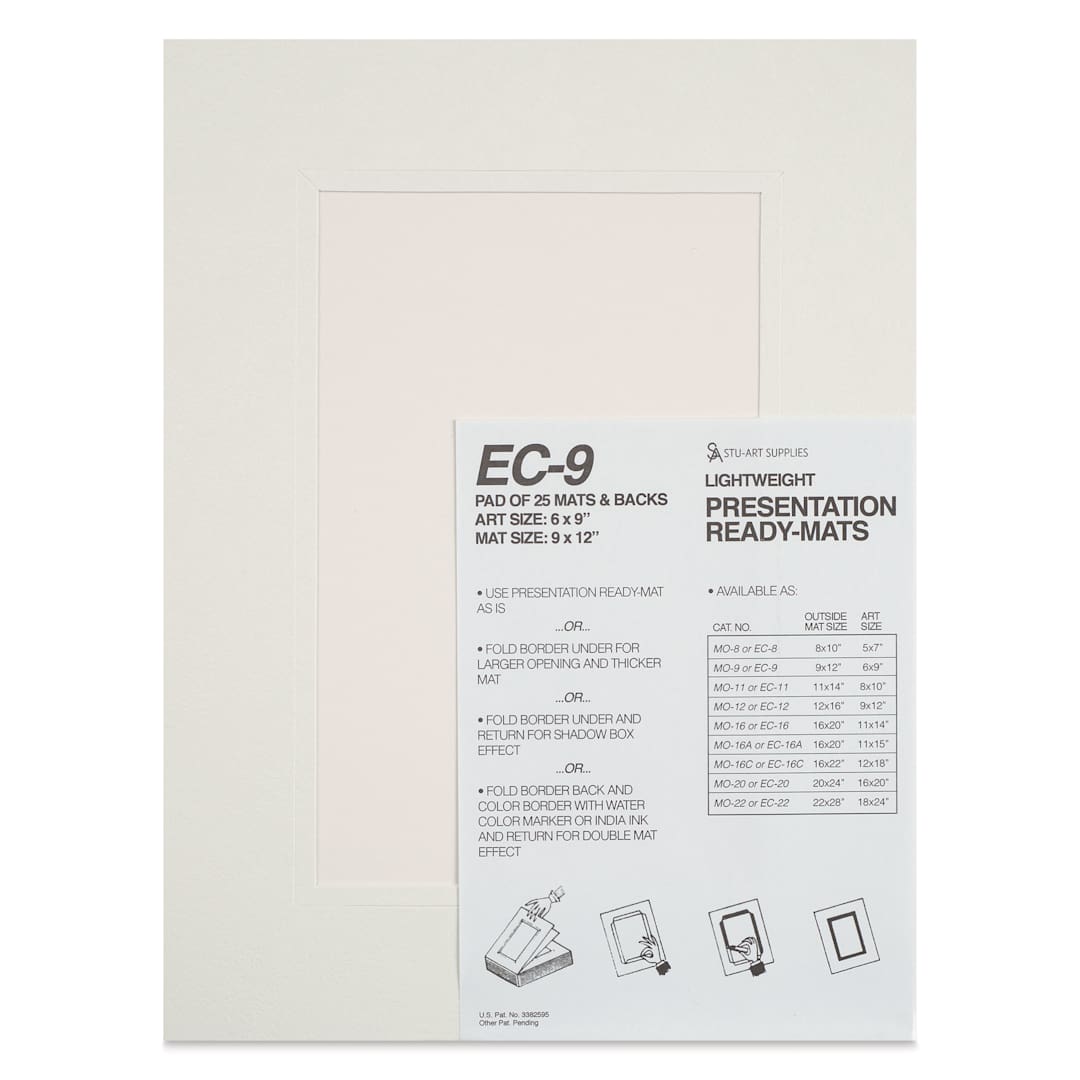 Open in modal - Stu-Art Economy Ready-Mats with Backing - 9" x 12", Pkg of 25, front of packaging