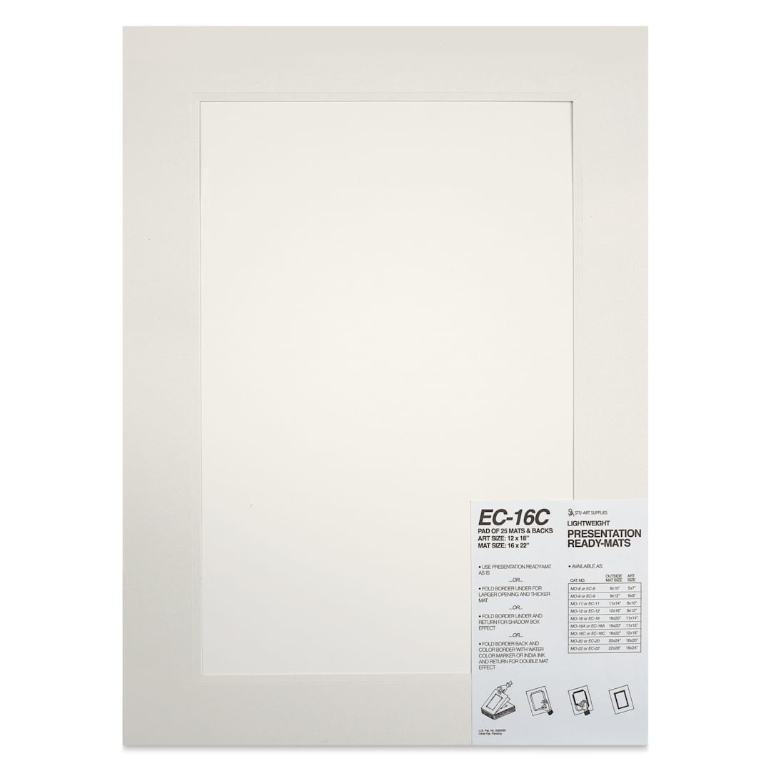 Open in modal - Stu-Art Economy Ready-Mats with Backing - 16" x 22", Pkg of 25, front of packaging