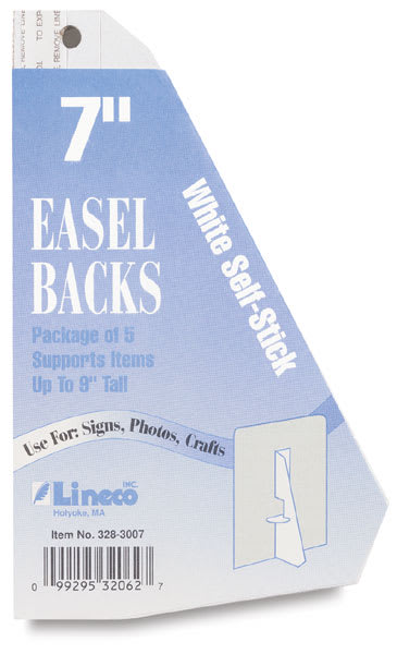 Open in modal - Lineco Self-Stick Easel Backs - Front of package of 5 Backs
