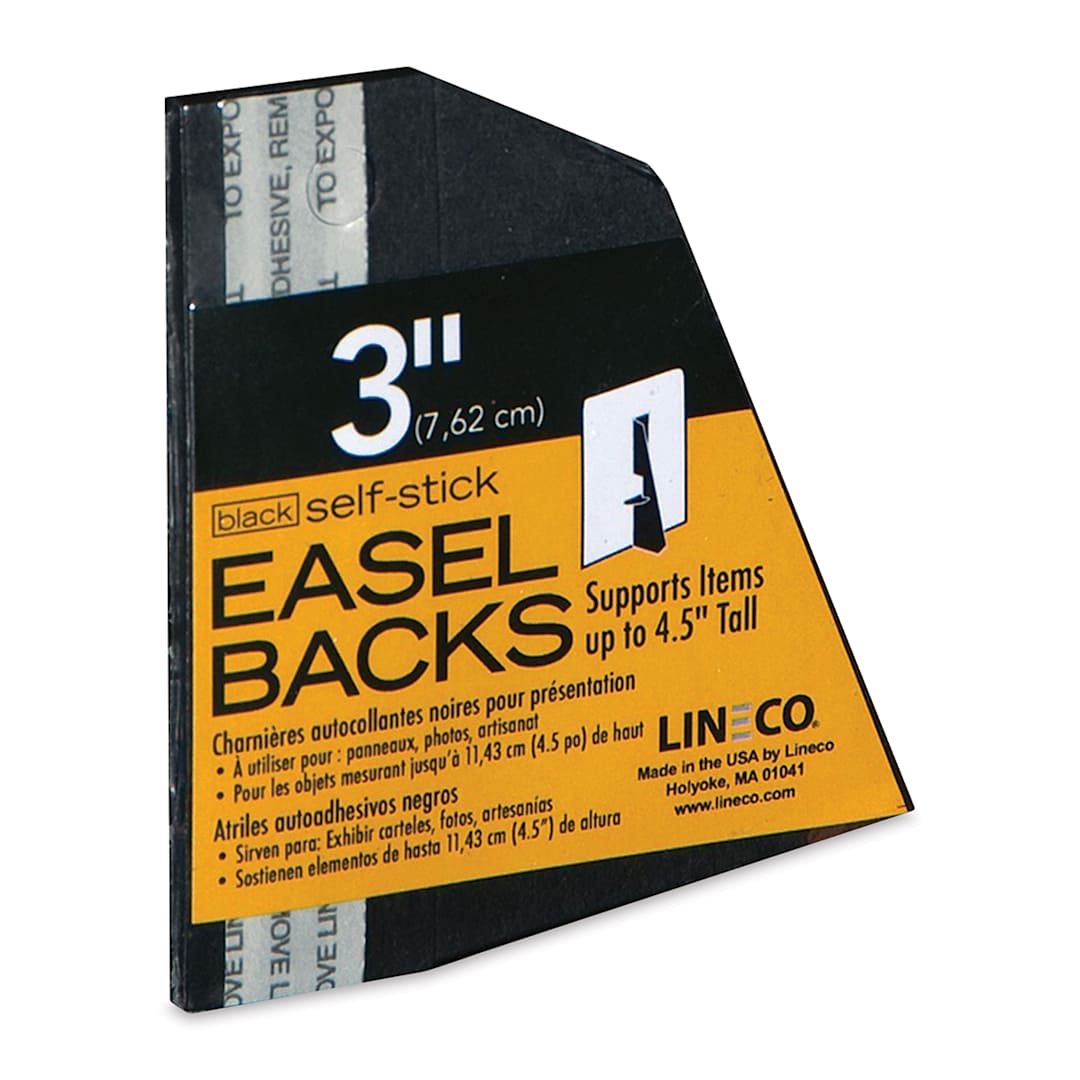 Open in modal - Lineco Self-Stick Easel Backs - 3", Black, Self-Stick, Pkg of 5