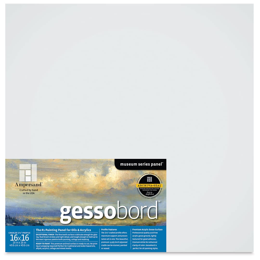 Open in modal - Ampersand Gessobord - 16'' x 16'', 1-1/2'' Cradled