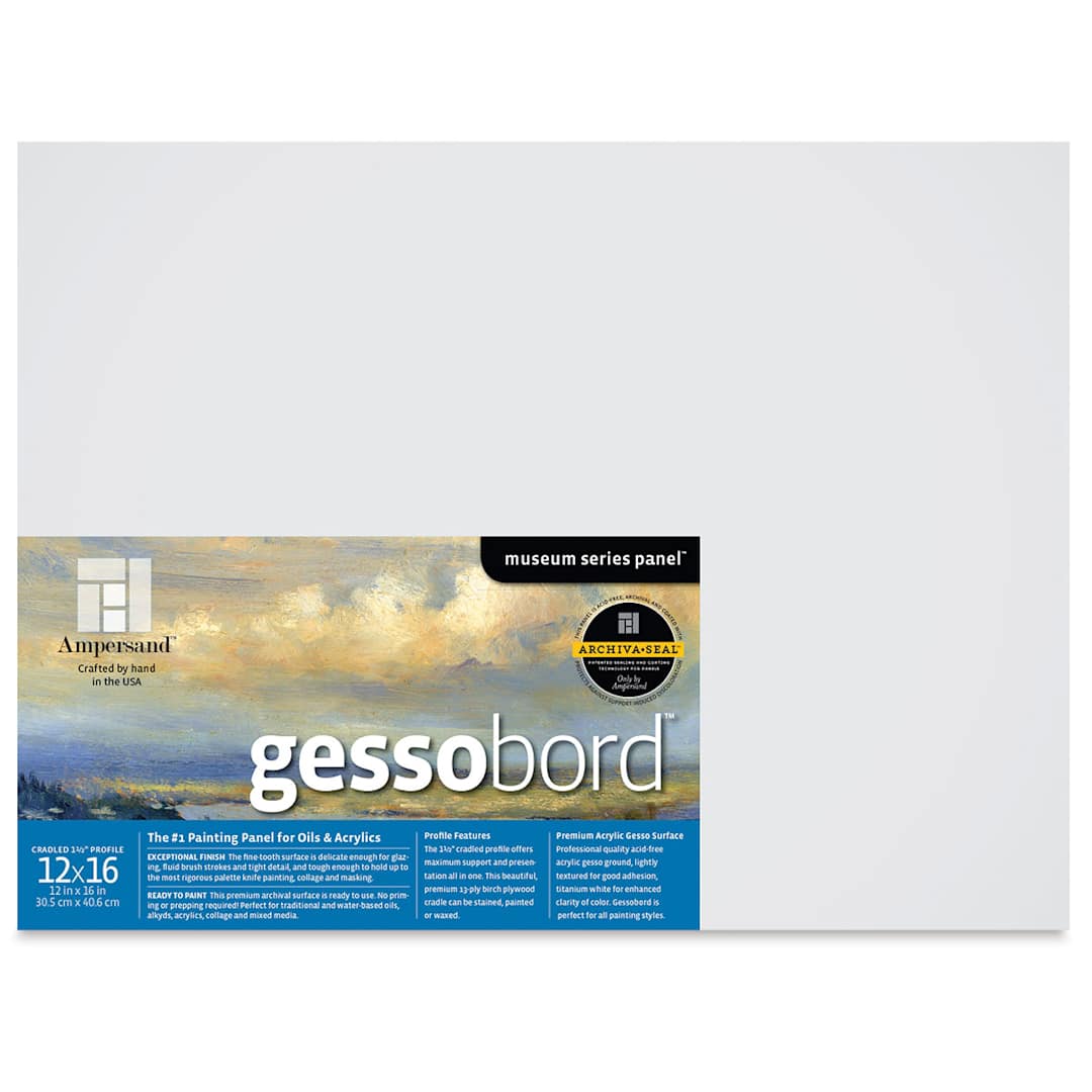Open in modal - Ampersand Gessobord - 12'' x 16'', 1-1/2'' Cradled