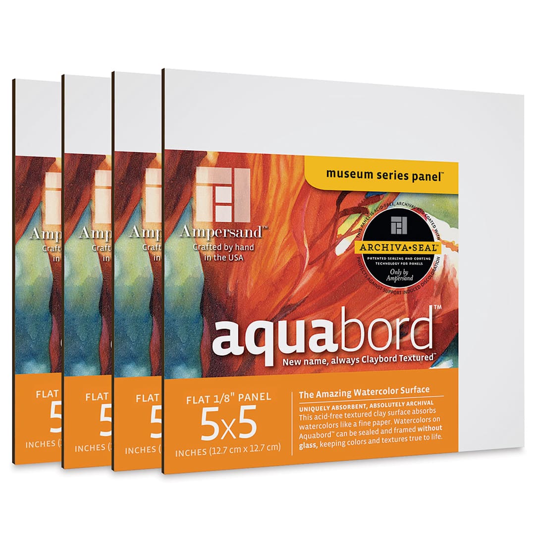 Open in modal - Ampersand Aquabord Pack - 5" x 5", 1/8" Flat, Pkg of 4