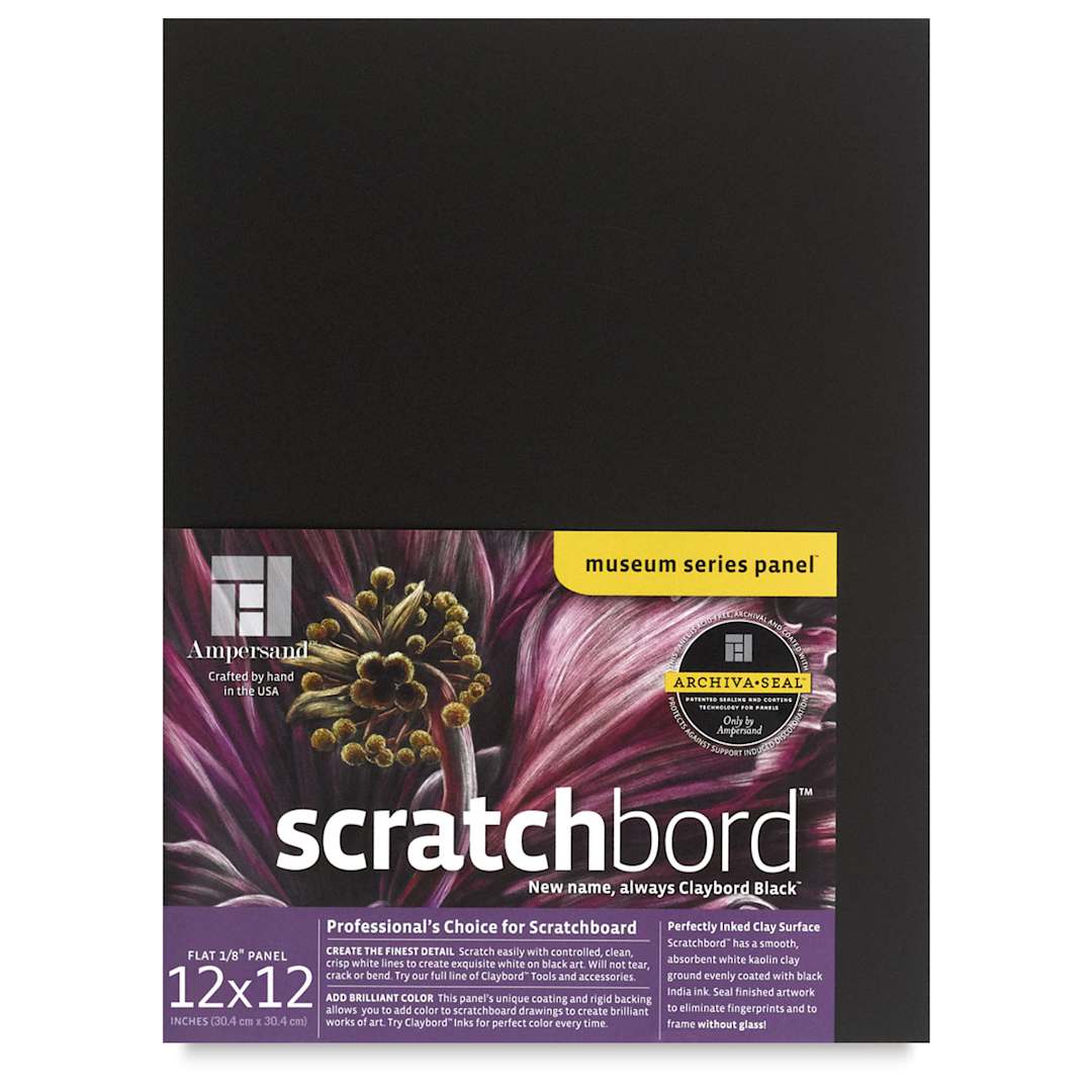 Open in modal - Ampersand Claybord Scratchbord - 12" x 12", 1/8" Thick, Black