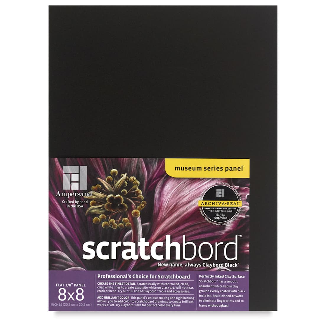 Open in modal - Ampersand Claybord Scratchbord - 8" x 8", 1/8" Thick, Black