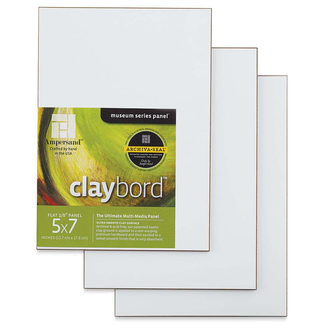 Open in modal - Ampersand Claybord - 5" x 7", 1/8" Flat, Pkg of 3