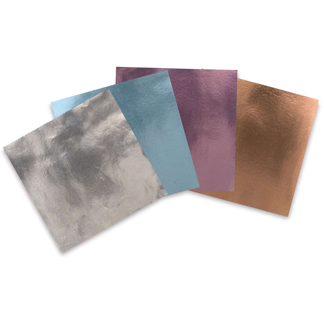 Open in modal - Sizzix Foil Adhesive Sheets - 4 Colors of Foil Adhesive sheets shown in fan