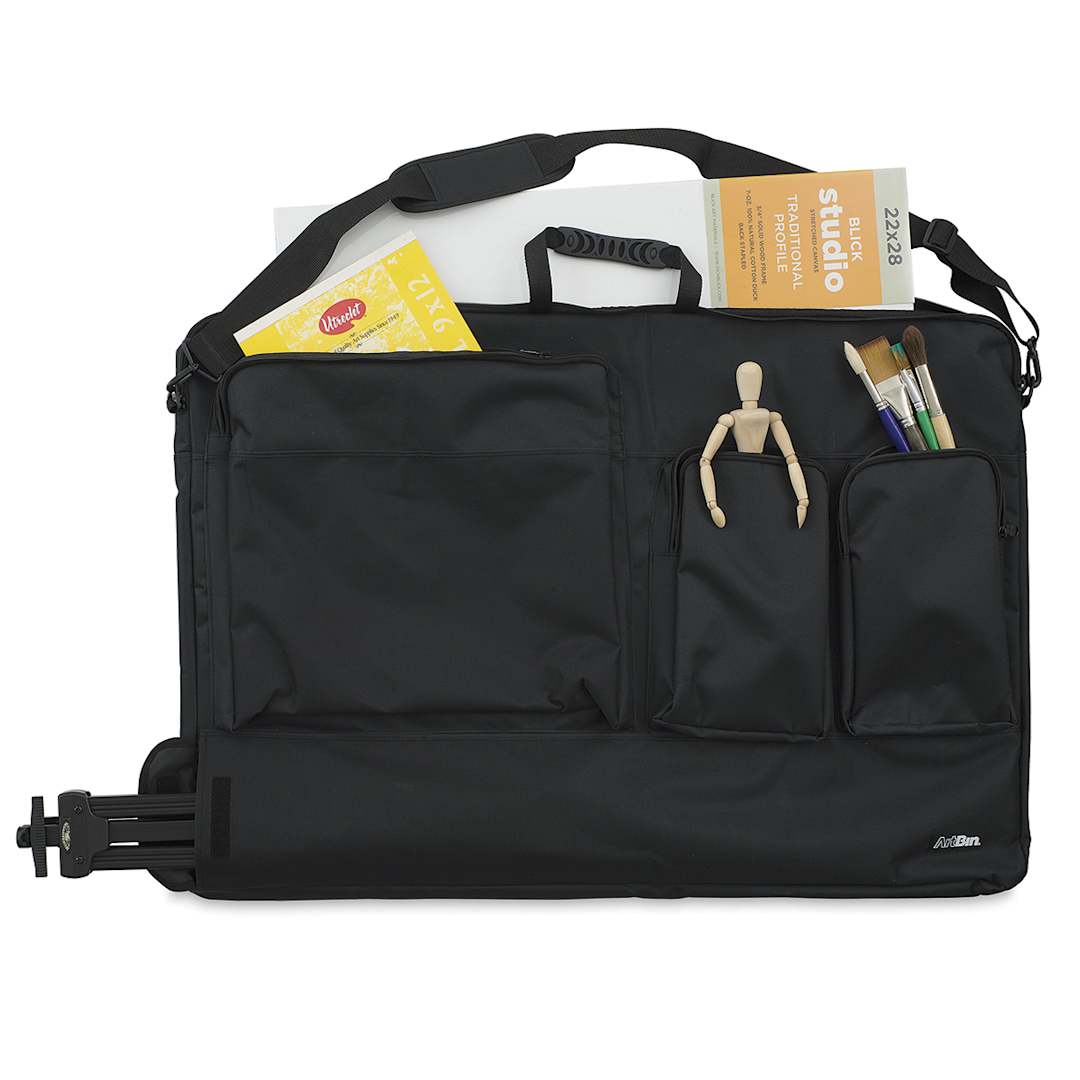 Open in modal - ArtBin Tote Folio - 24'' x 36'', Black, Filled With Supplies