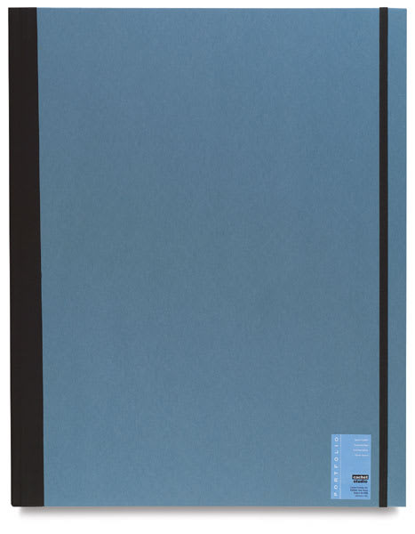 Open in modal - Cachet Studio Portfolios - Top view of closed Cadet Blue portfolio with label