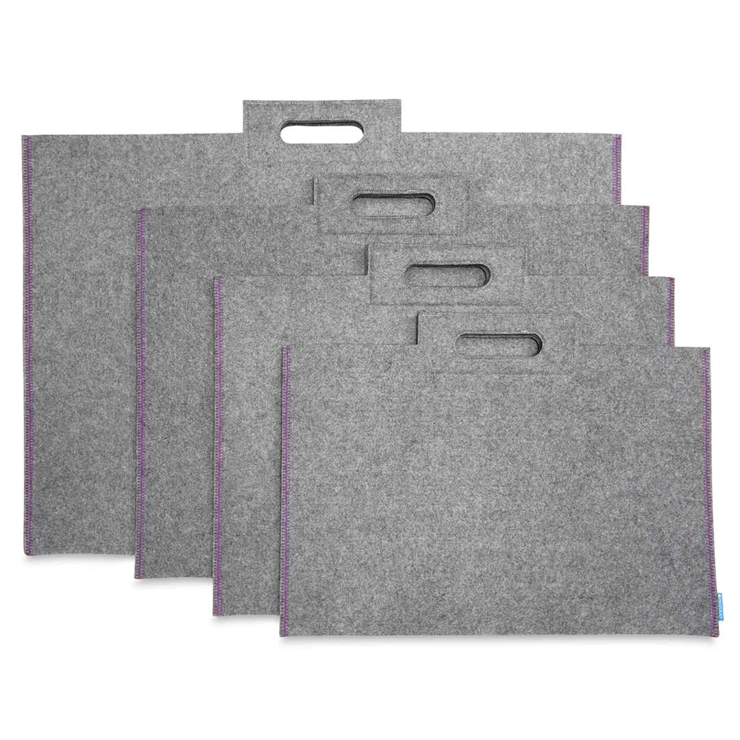 Open in modal - Itoya Profolio Midtown Bag - Four sizes of Gray Felt bag shown 