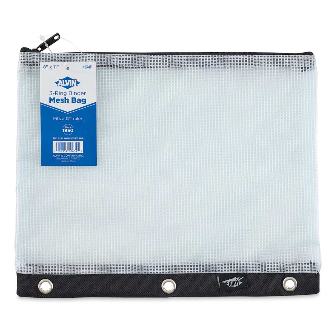 Open in modal - Alvin 3-Ring Binder Mesh Zipper Bag
