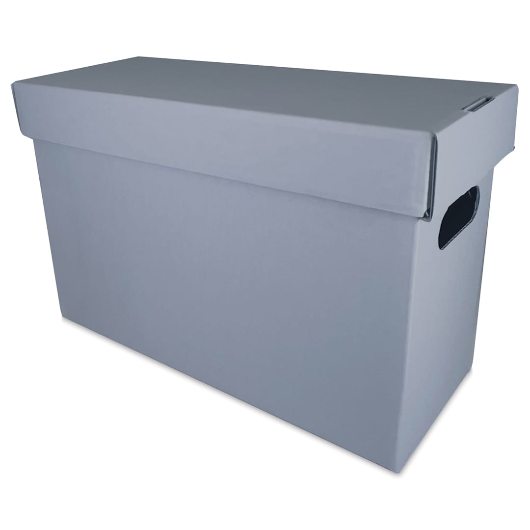Open in modal - Lineco Archival Record Storage Box - Blue Gray, 6" x 15" x 10", at an angle