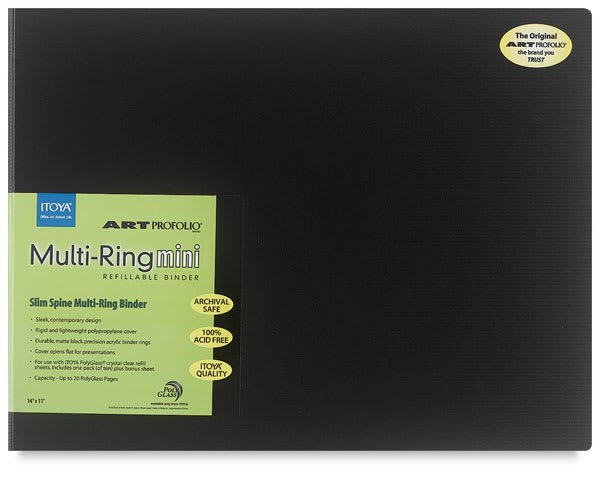 Open in modal - Itoya Art Profolio Multi-Ring Mini Refillable Binders - Front of binder with label