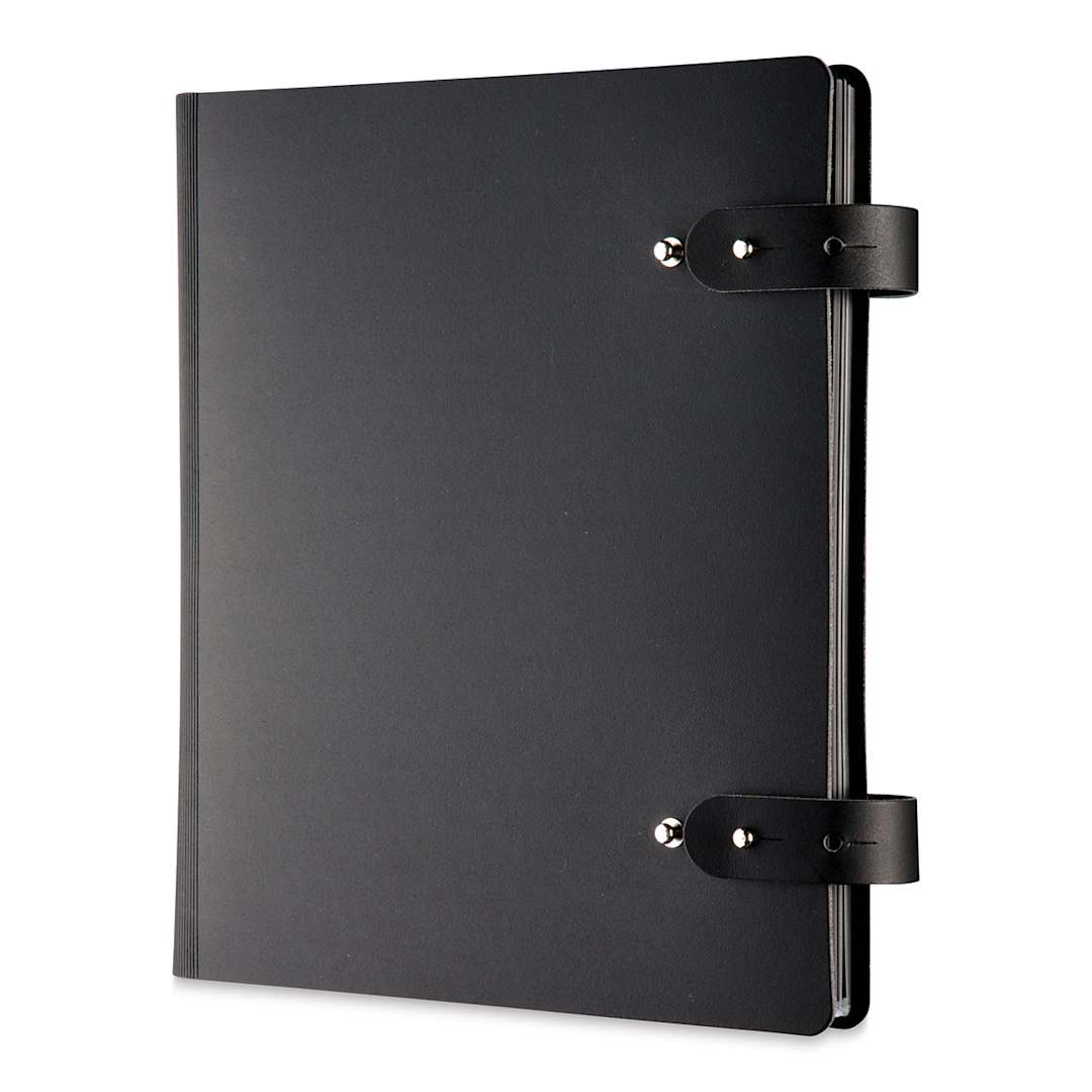Open in modal - Prat Leather Spiral Presentation Book - 17" x 11", Double Tab Closure, Black, Portrait