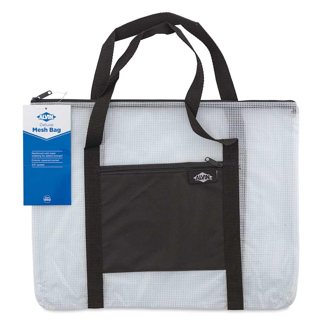 Open in modal - Alvin Deluxe Mesh Bag - 12" x 16" - Front view of empty mesh bag with tag